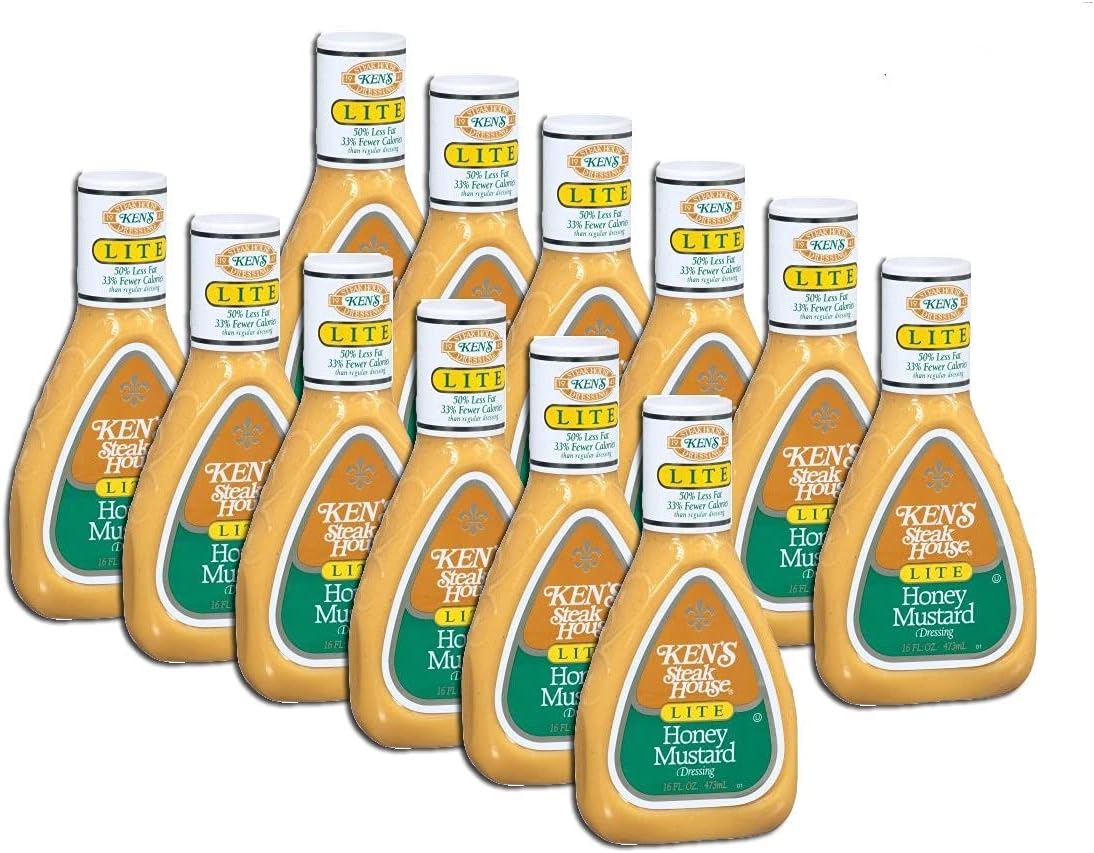 PACK OF 12 - Ken's Steak House Lite Honey Mustard Dressing, 16 fl oz