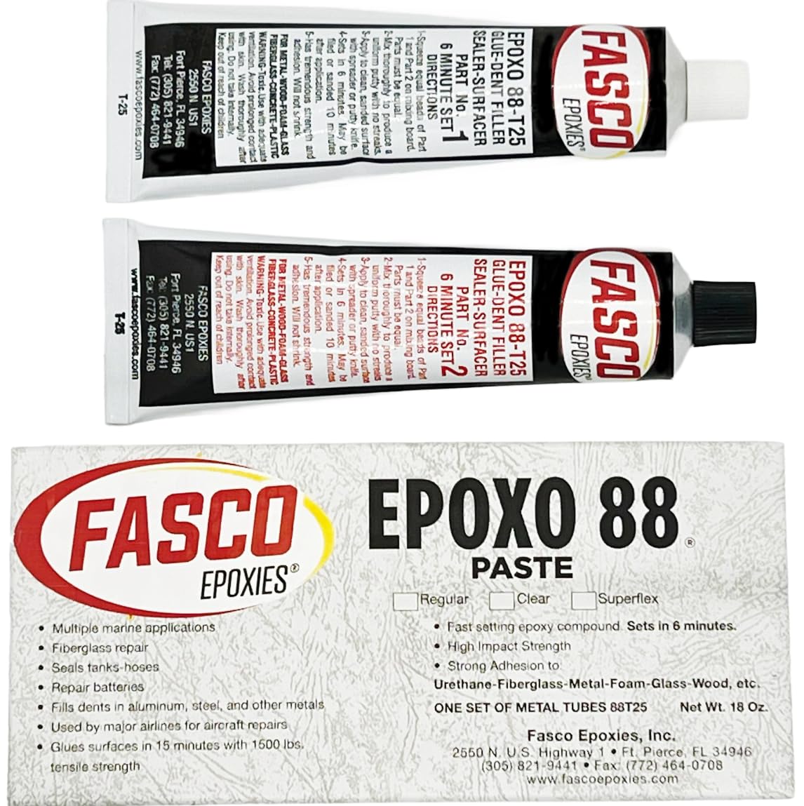 Epoxo-88 | 6min Set Epoxy Paste Adhesive Glue White 18oz Tube kit