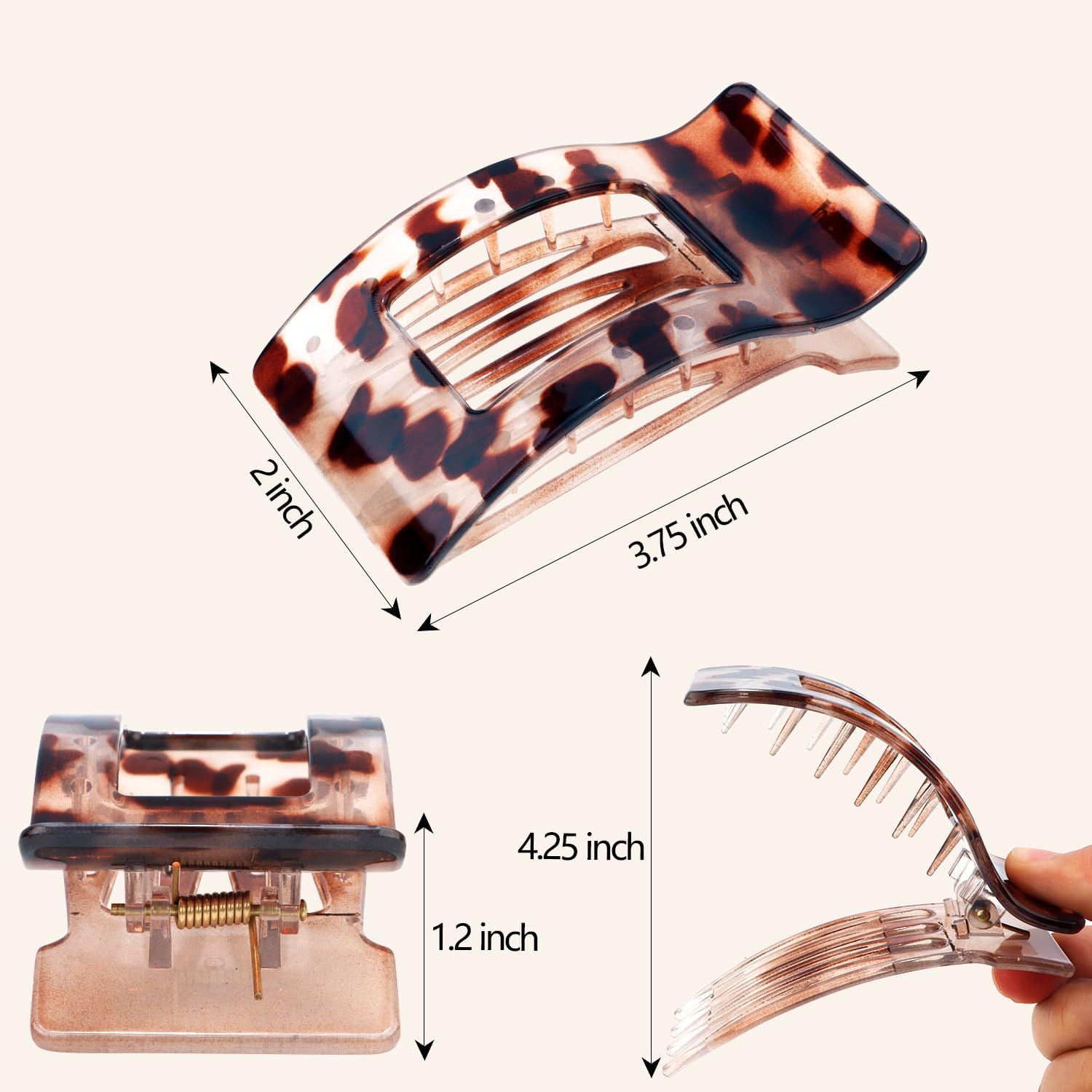 Norbiariz 4 Pack Flat Hair Clips for Women Girls French Lay Down Flat Claw Clips Strong Hold Large Side Hair Clips for Daily Styling - Image 2