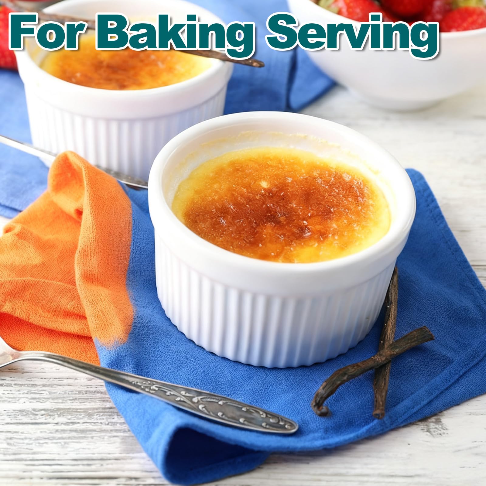 YOUNTHYE Set di 8 pirottini da 120 ml, in porcellana bianca, per soufflé, adatti al forno, per soufflé, budini, torte, gelati e salse