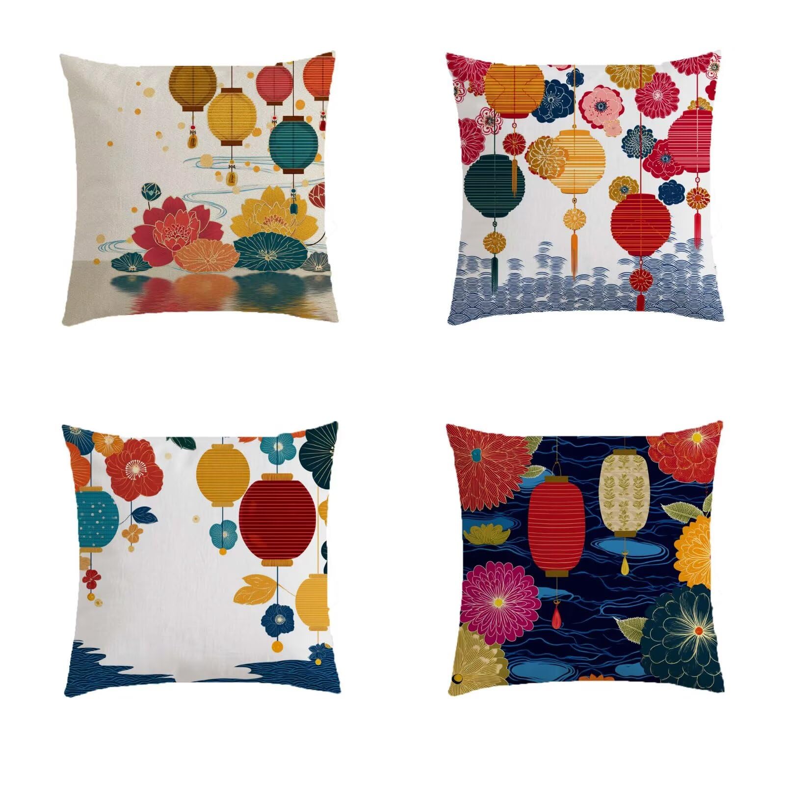 Housse de coussin pour salon de jardin extérieur lot de 4 pour terrasse d'été