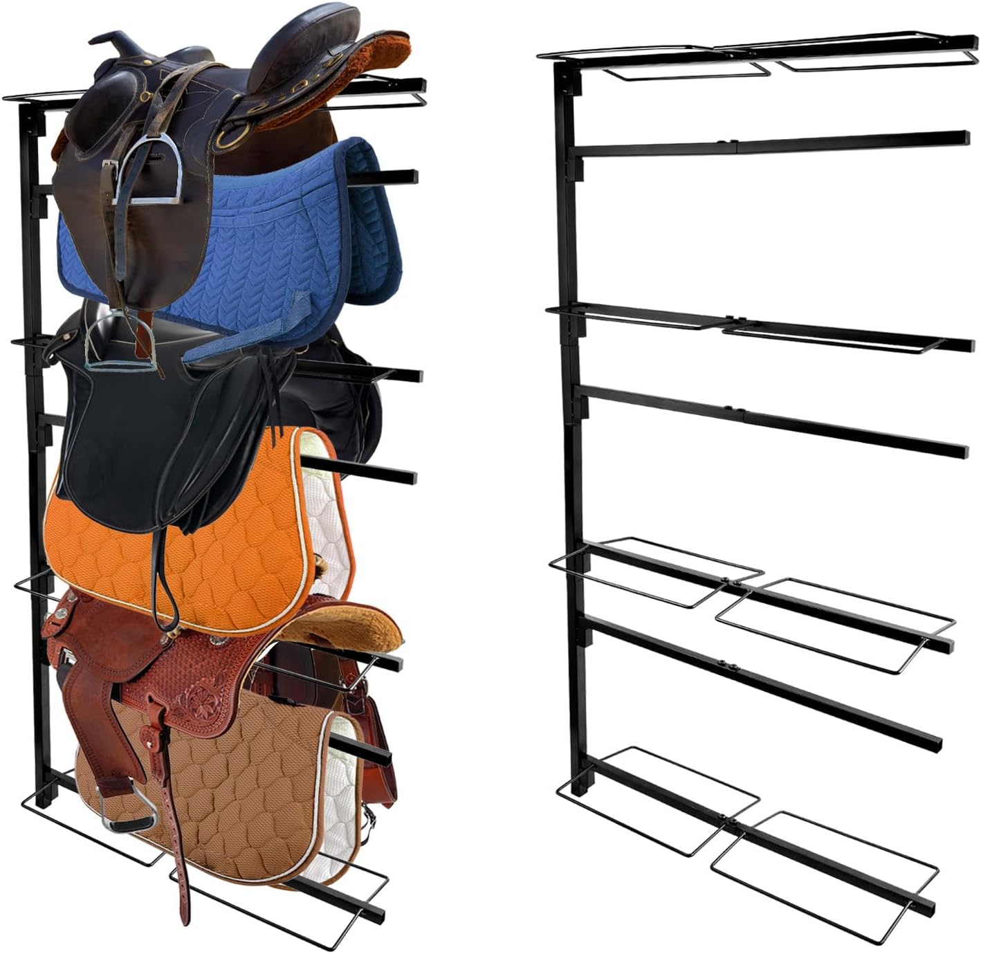 Heavy Duty 7-Bar Wall Mount Saddle Rack | Saddle Pad Holder & Blanket Storage