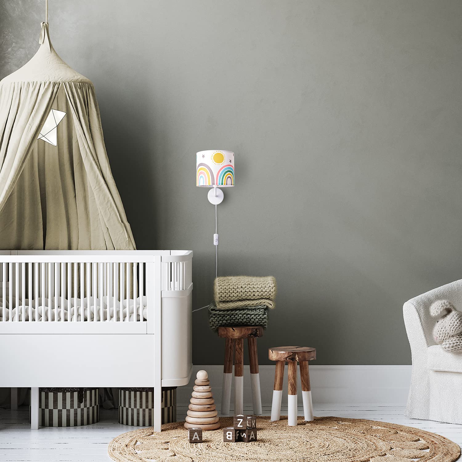 Paco Home Lampada Da Parete Cameretta Dei Bambini Colorata E14 Quadri Arcobaleno