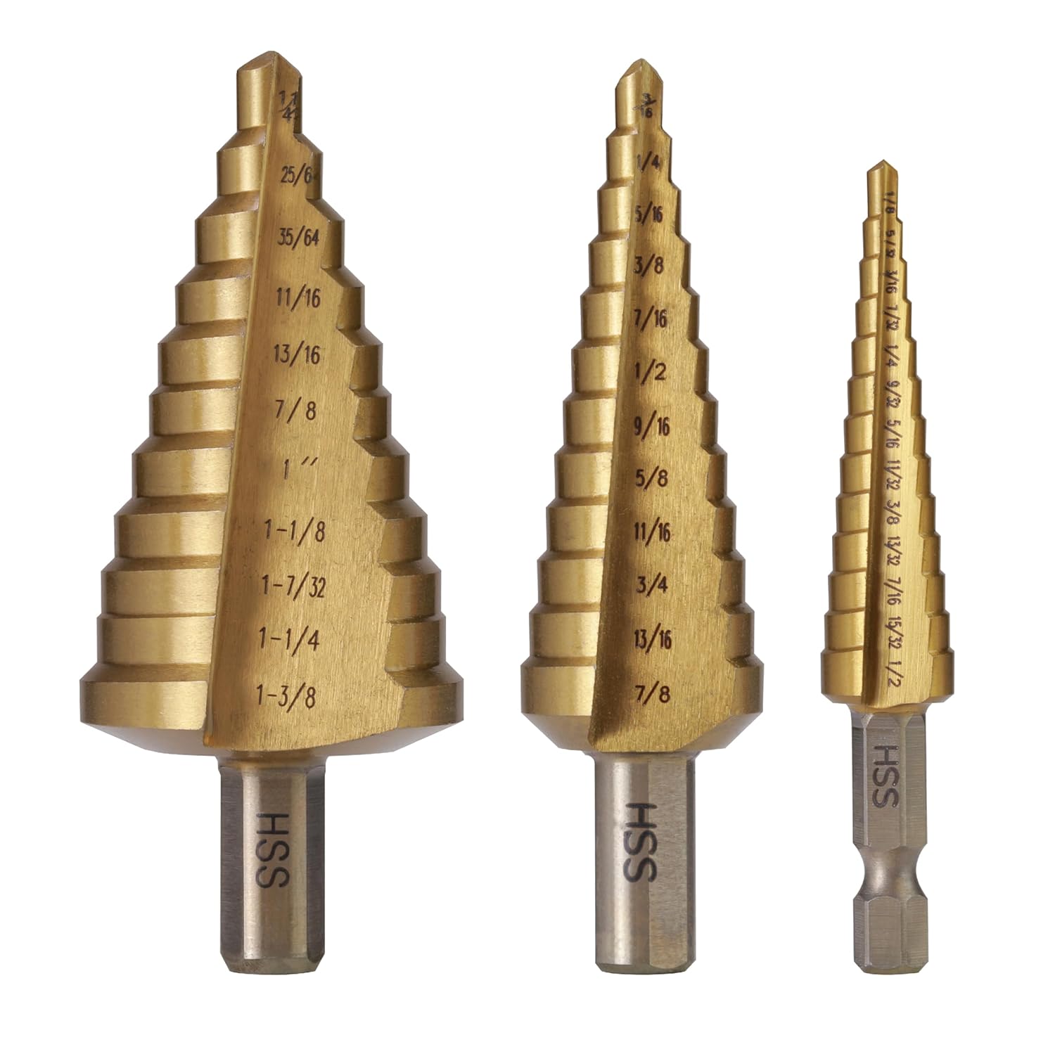 Jerax tools HSS Step Drill Bit Set, 1/2", 7/8" & 13/8" in 1 Set