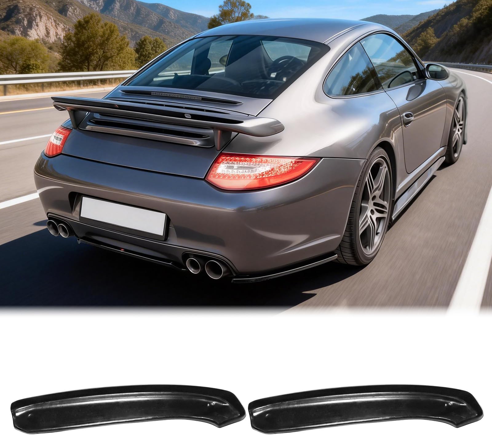FREEMOTOR802® Rear Bumper Aprons, Compatible with 2012-2016 Porsche 991.1 911, MX Style Unpainted Black PU Left Right Rear Lip Winglets Splitters Diffuser Canards Guards Protection 2PCS