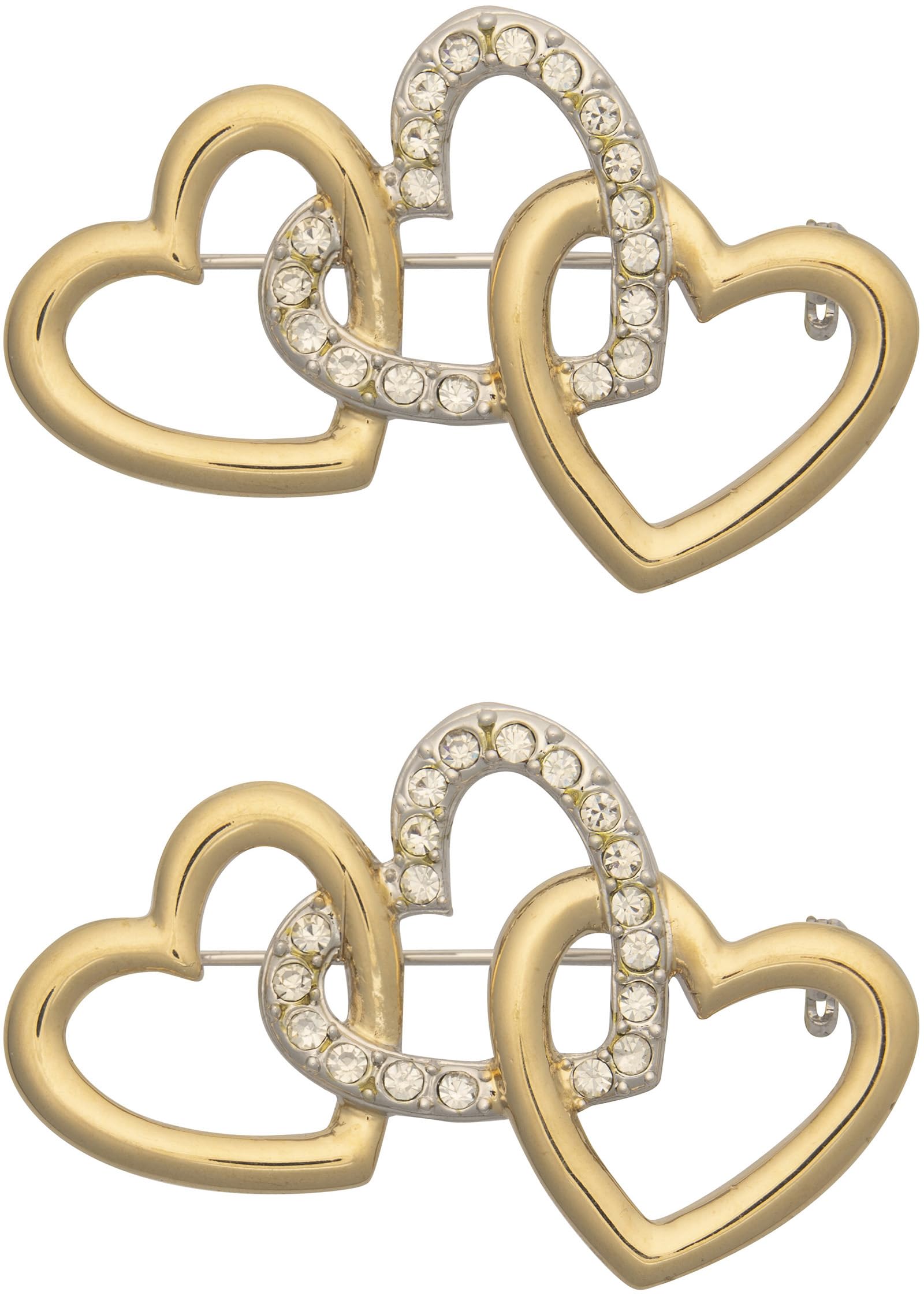 Set of 2 Brooch Lapel Pins With Rhinestones