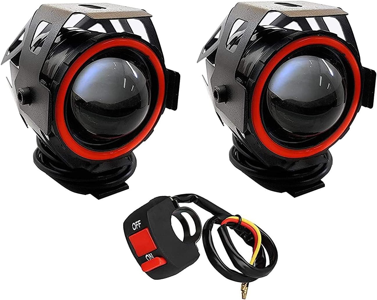 HNL AUTOPOWERZ U7 Fog Light Work Lamp With Hi/Low, Beam Flashing, Red Devil Eye, Red