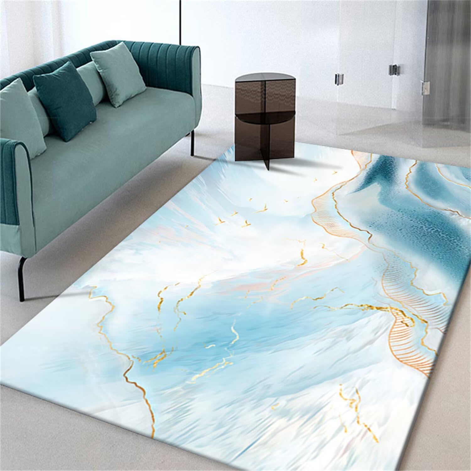 Tapis pour chien deco chambre fille résistant aux griffes bleu blanc