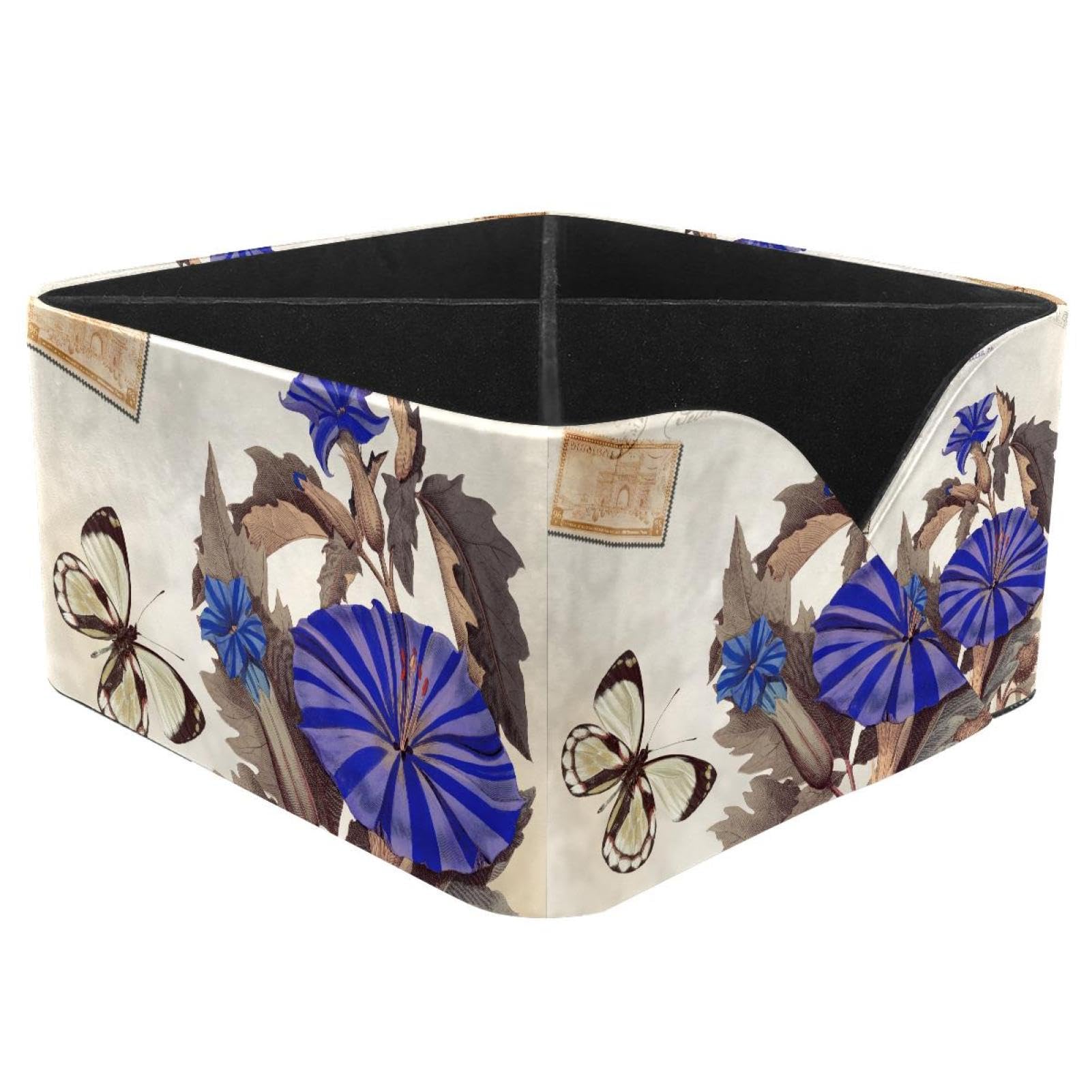 KengjuTesu Morning Glory Butterfly Desktop Organizer Pen Holder, Rectangular Pencil Cup for Office, Study and Makeup Stations