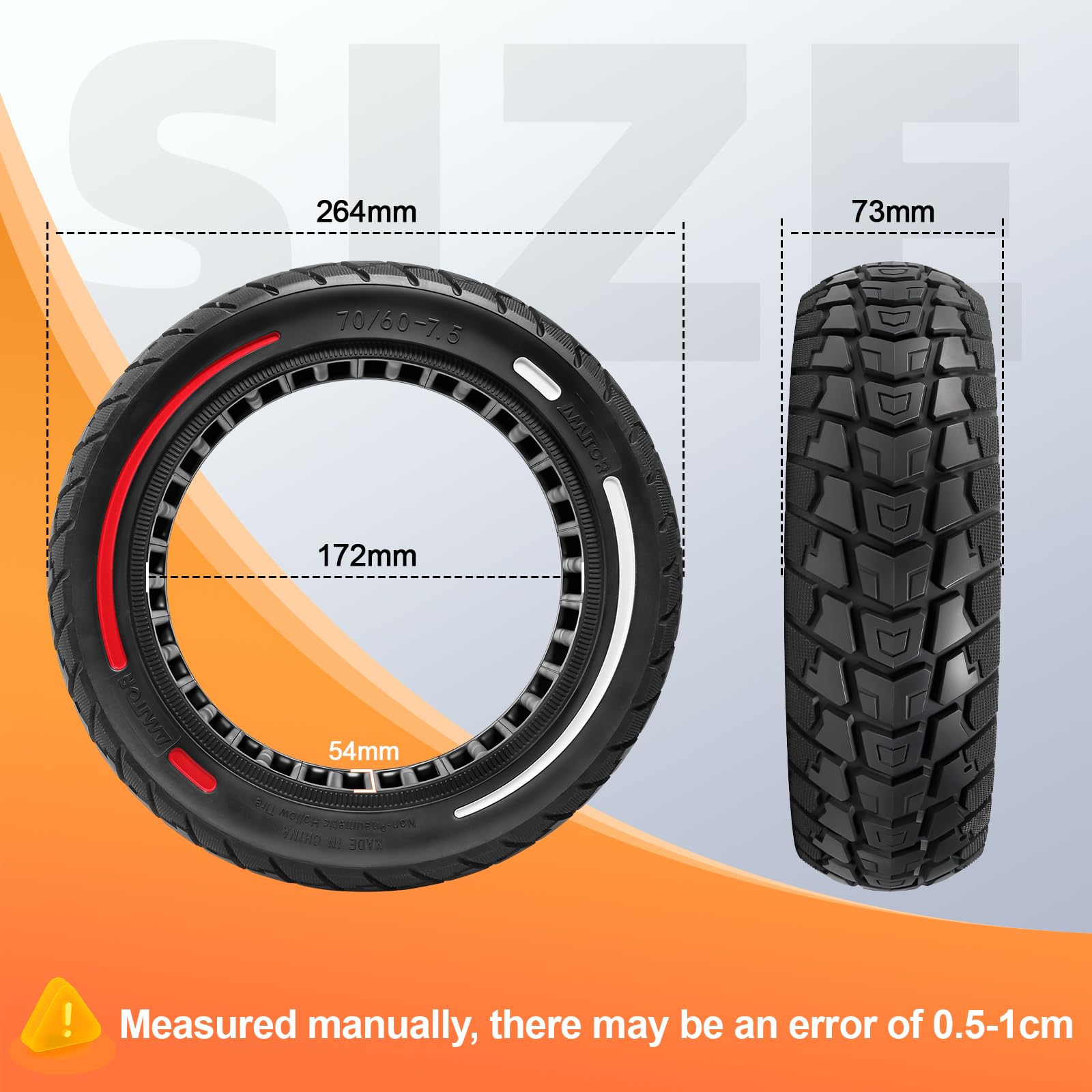 70/60-7,5 Offroad-Vollgummireifen für Ninebot G3/ZT3/ZT3Pro Elektroroller