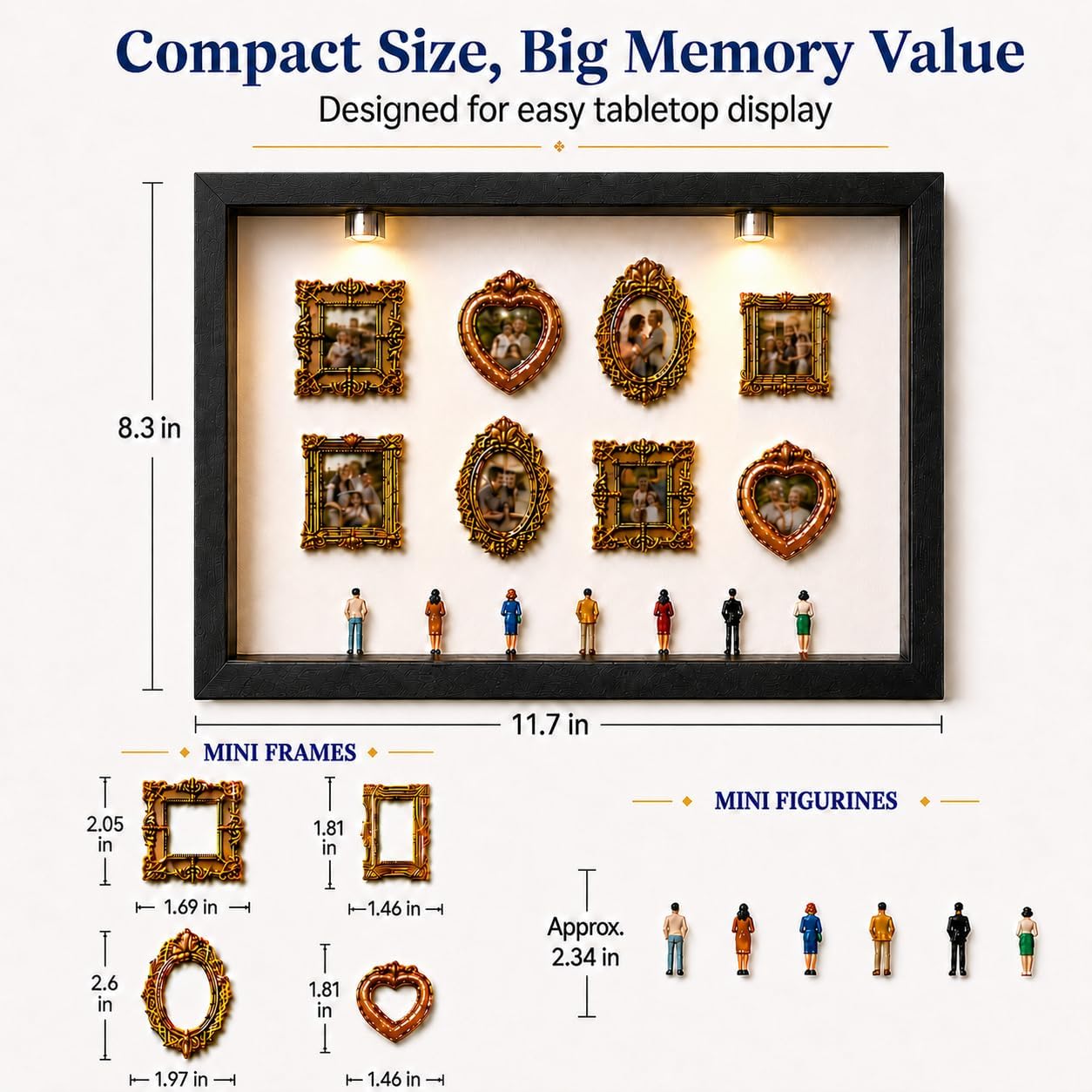 Mini Museum Kit, DIY Mini Museum Silhouette Box with Gold Picture Frames & Figurines ,Personalized Museum of Us for Anniversaries, Birthdays, Home Décor