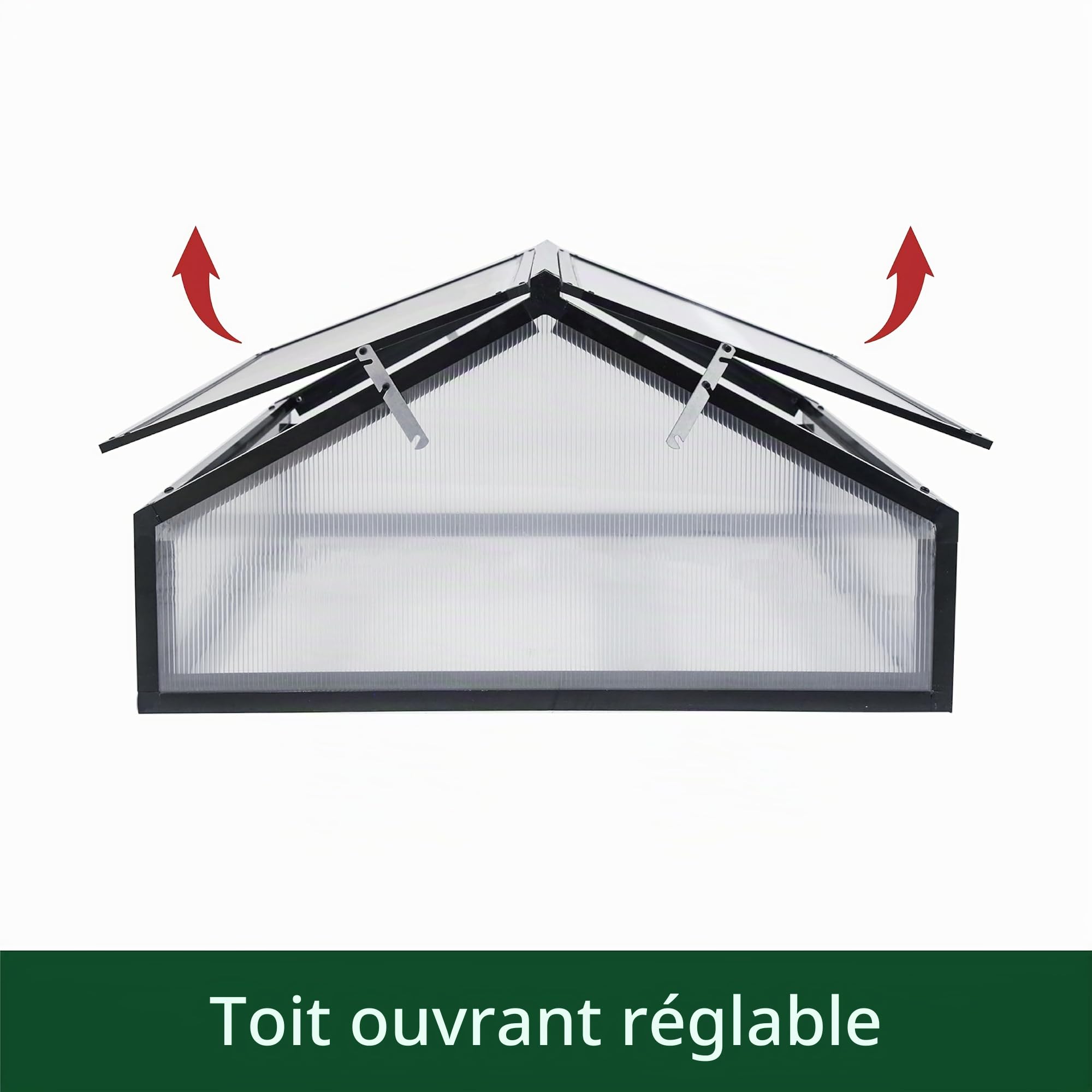 Mini serre en aluminium - Translucide - Pour tomates et plantes - 117 x 97 x 53 cm - Noir