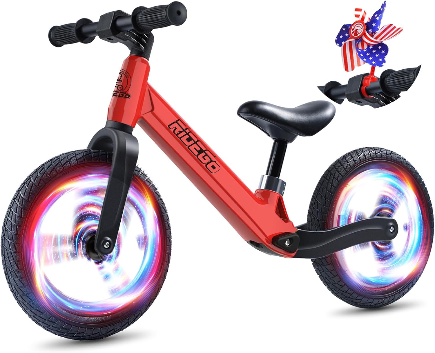Ridego 12 or 14 Inch Balance Bike for Kids 2-6 Year Old,Lightweight Kids Bike with Adjustable Seat, Push Bicycle with Air Rubber Tires,Ride-on Toys Birthday Gift
