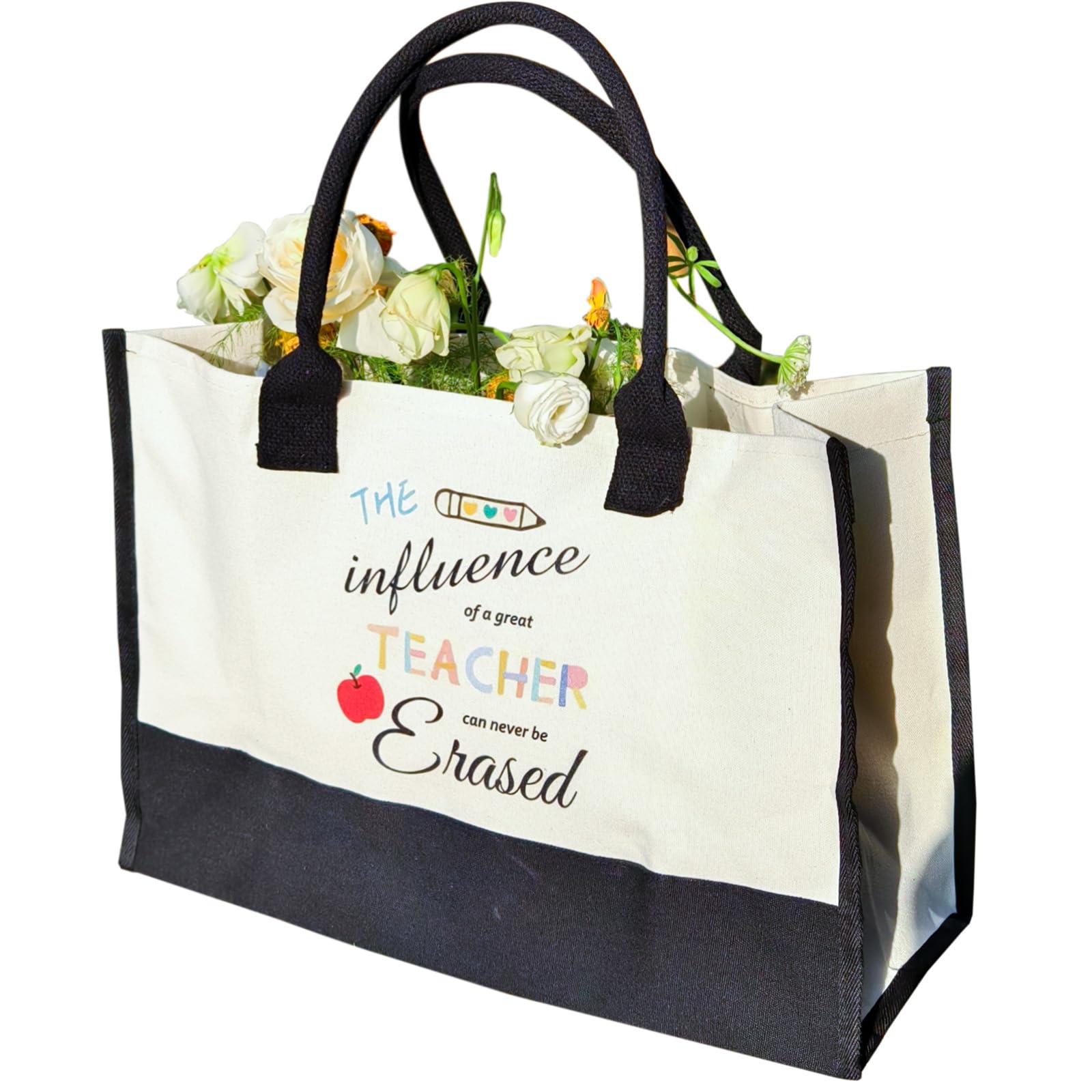 Contia Funny Teacher Appreiation Gifts for Women Teacher Gifts Birthday Graduation Valentines Day Christmas Gifts for Teacher Tote Bag -the influence