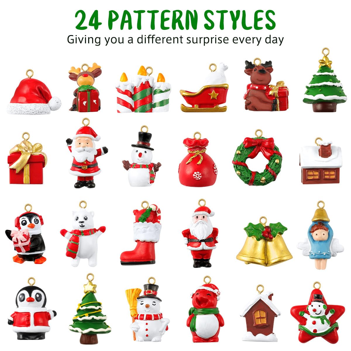 TOYANDONA 24Pcs Calendario Dellavvento di Natale Albero di Natale Ornamenti Appesi Calendario Dellavvento Charms per La Decorazione di Ornamenti Natalizi