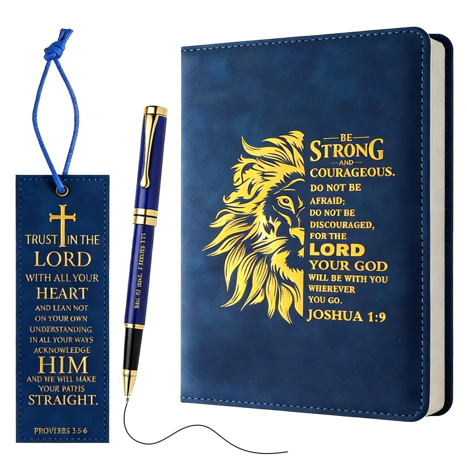 SIMDAO Christian Gift for Men, A5 Leather Notebook with Pen & Bookmark, 100Sheets/200Pages, Bible Study Journal, Religious Gifts for Men and Women Office School