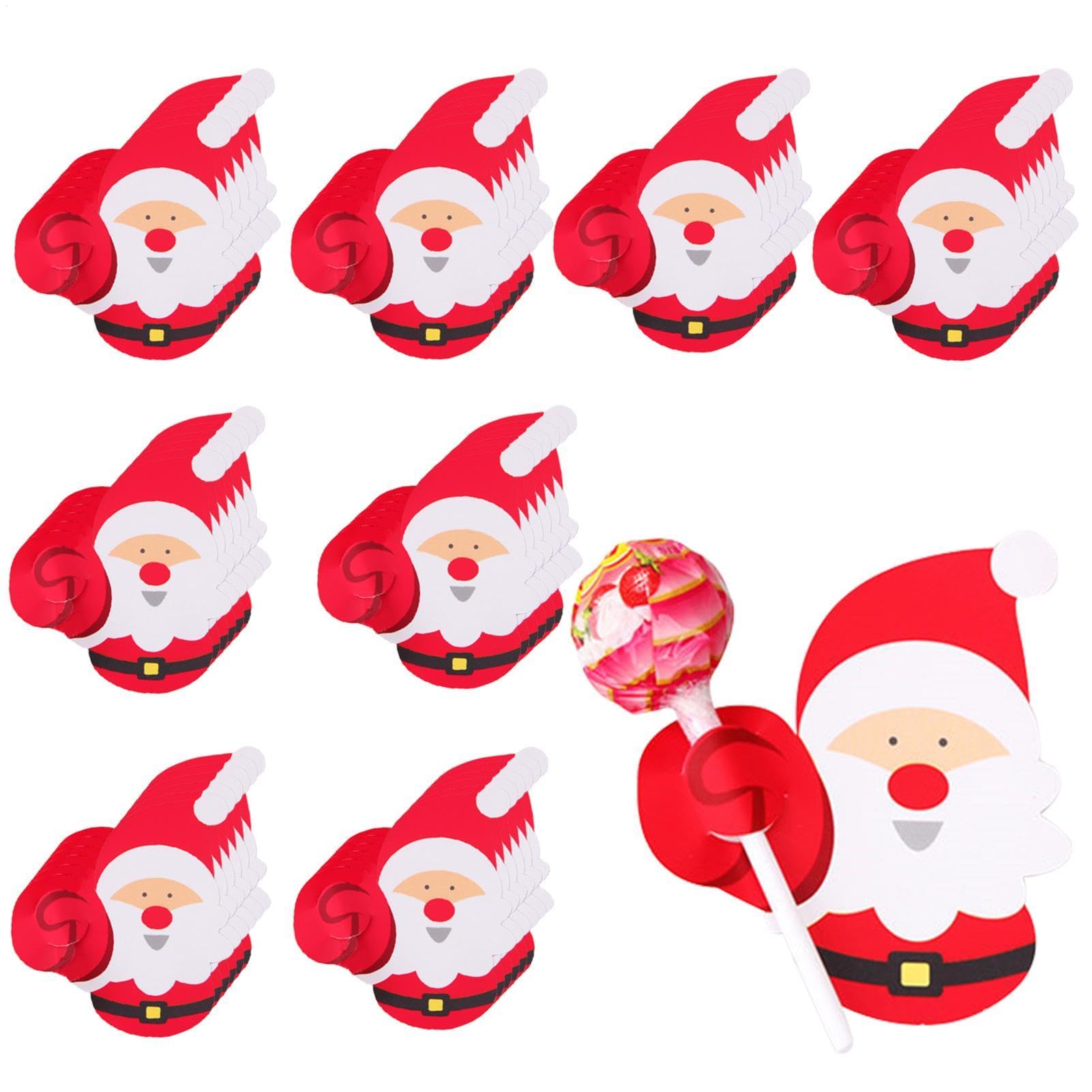Soporte para tarjetas de Navidad, paquete de 50 tarjetas de para caramelos de azúcar | Decoraciones de embalaje de piruletas