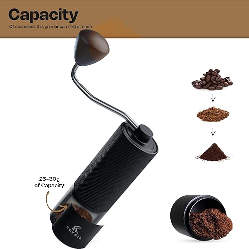 Miniatura 4 de Molinillo manual de café de 7 estrellas, de acero inoxidable 420, con capacidad de 1.06 oz, grosor ajustable para expreso, café por goteo y prensa
