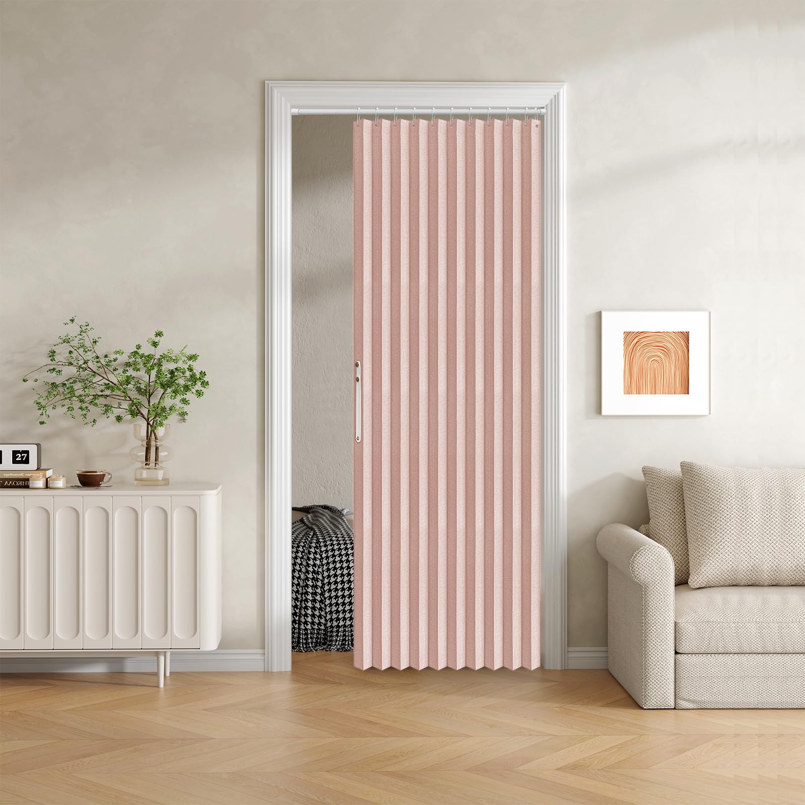 100% Blackout Fabric Folding Curtain with Magnetic Closure, Accordion Style for Sliding Doors, Closets, Closets, Temporary Door Solutions, 1 Panel, 42" x 78", Blue