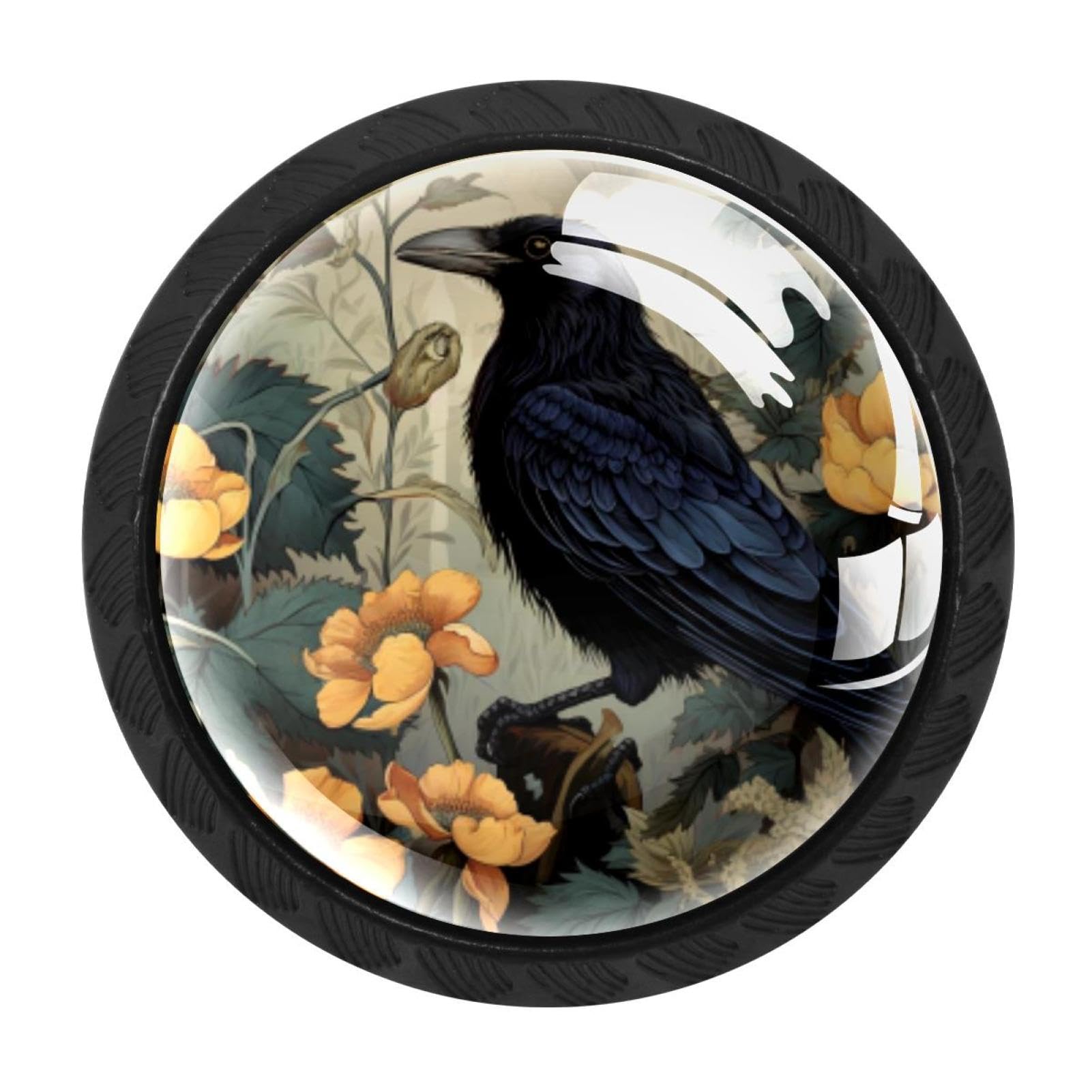 Chenzzzz Multicolored 07 4 Pieces Crow Drawer Knobs, 35Mm Black Cabinet Knobs, Drawer Pulls And Knobs, Dresser Drawer Knobs, Cabinet Hardware Kitchen Cabinet Knobs