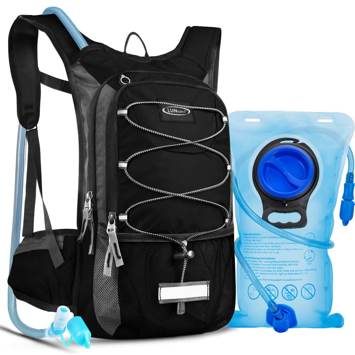 Fahrradrucksack mit Trinkblase 3L, Laufrucksack Trinkrucksack 15L für Damen & Herren, Wasserdicht Sportrucksack Hydration Rucksack für MTB Ski Bike Outdoor Sport