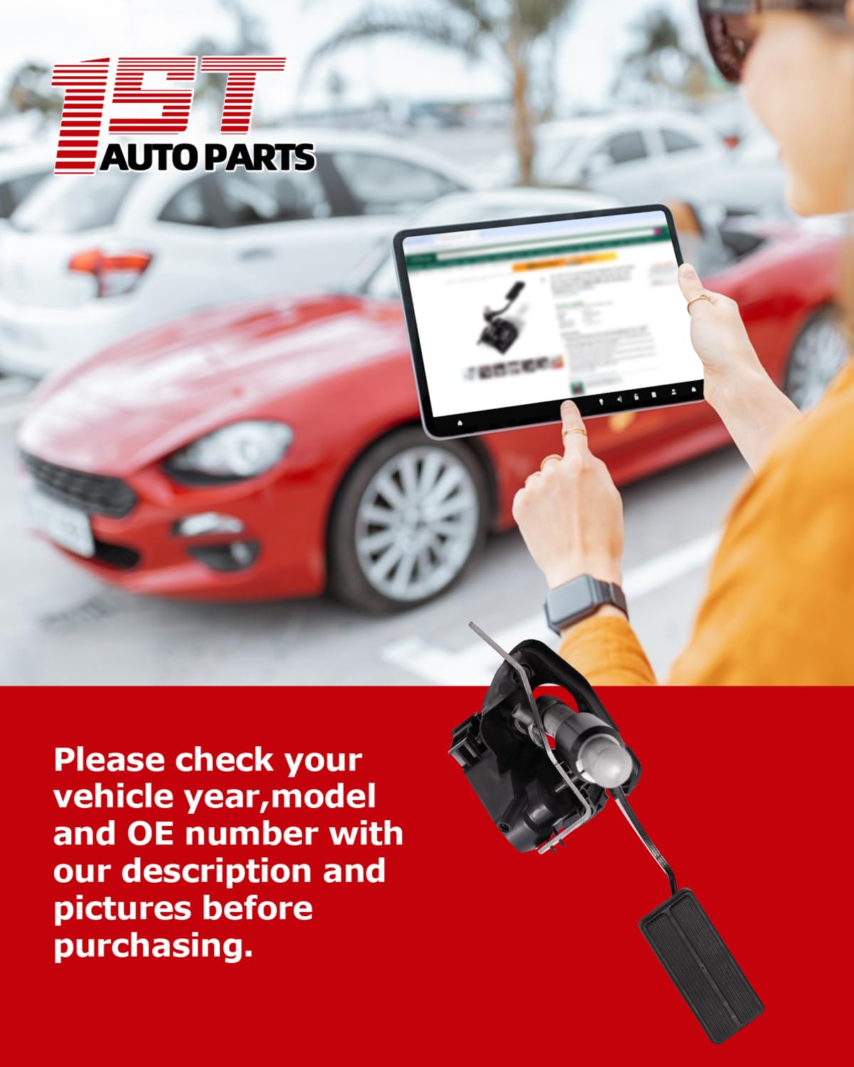 1ST Accelerator Pedal with Position Sensor Replacement APS108 Fits for Ford Excursion F-250 F-350 F-450 F-550 Super Duty 7.3L V8 2002-2003, Replaces OE: 2C3Z9F836BA 2C3Z9F836DA