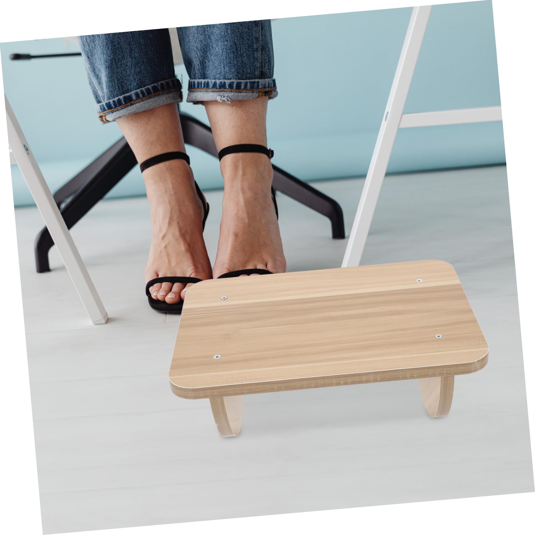 Reposapiés para Mayor Comodidad para Oficina y Hogar de Madera Función de Masaje y Diseño Flexible, Taburete Ergonómico Debajo del Escritorio