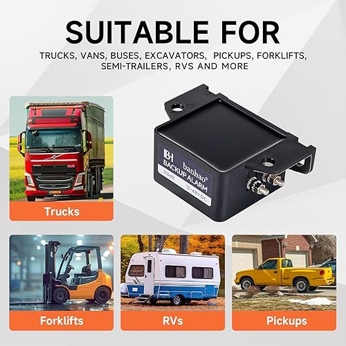 Miniatura 21 de Alarma de advertencia de respaldo para camión, automóvil, automóvil, comercial, 110dB, 12-48 V, resistente de respaldo, aviso inverso