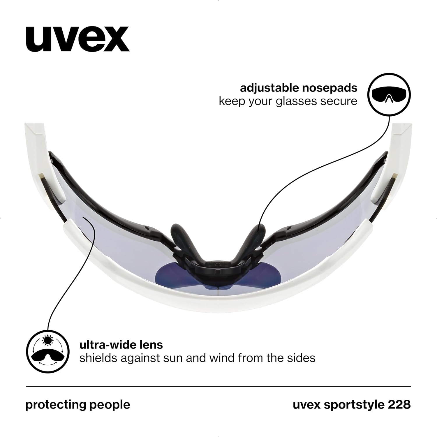 uvex sportstyle 228 - sports sunglasses - cycling/running shades - anti-fog & scratch resistant lenses with UV protection