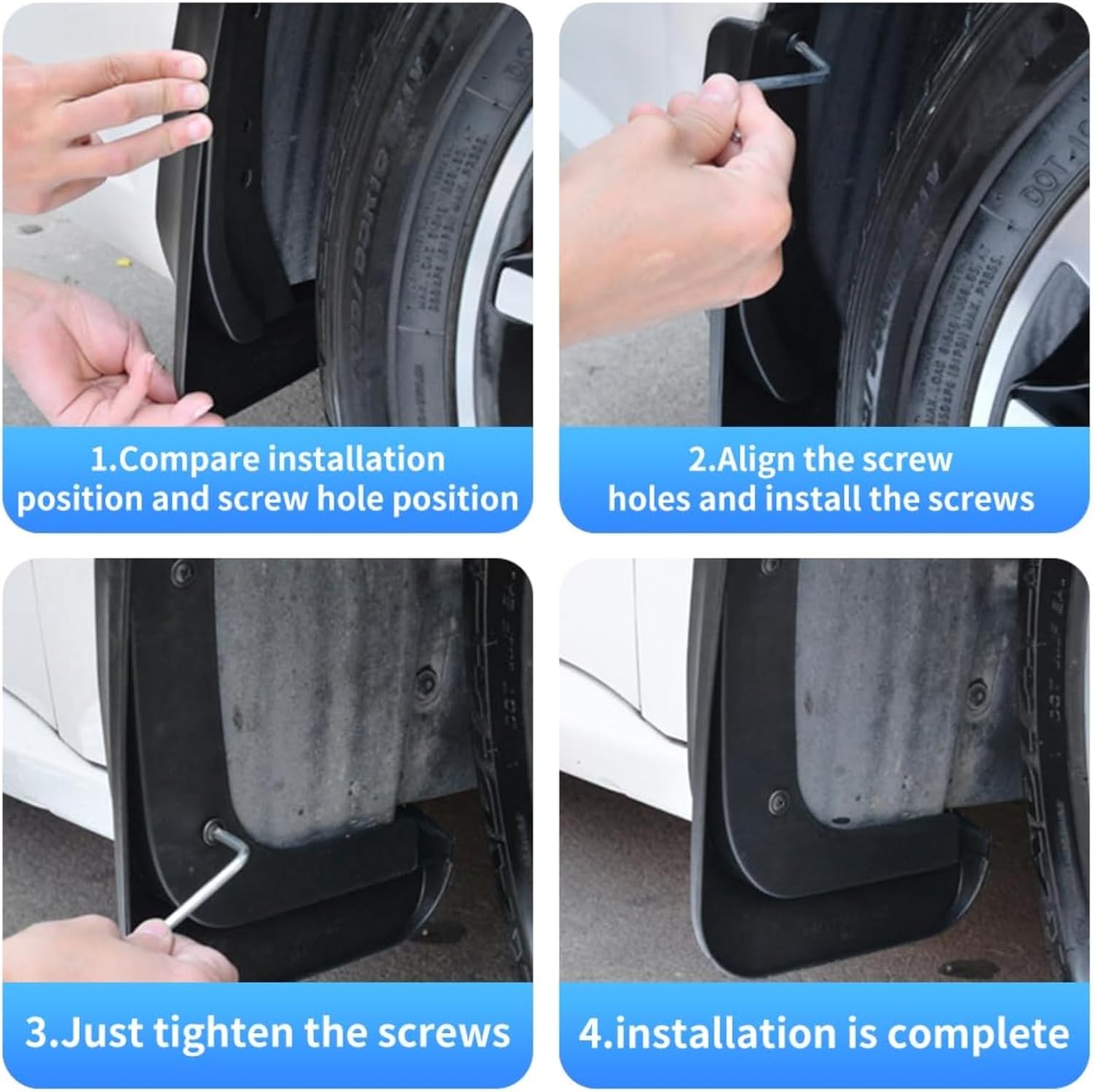 Car Mud Splash Guards Mud Flaps Fender Kit for Dongfeng Fengguang Glory 500 2022, with Hardware Kits Accessory, Black Color, Front LH RH and Rear LH RH