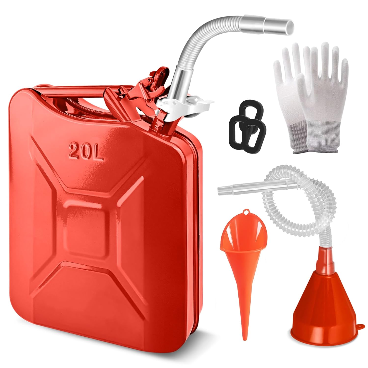 5 gal metal can with spout, handle and accessories