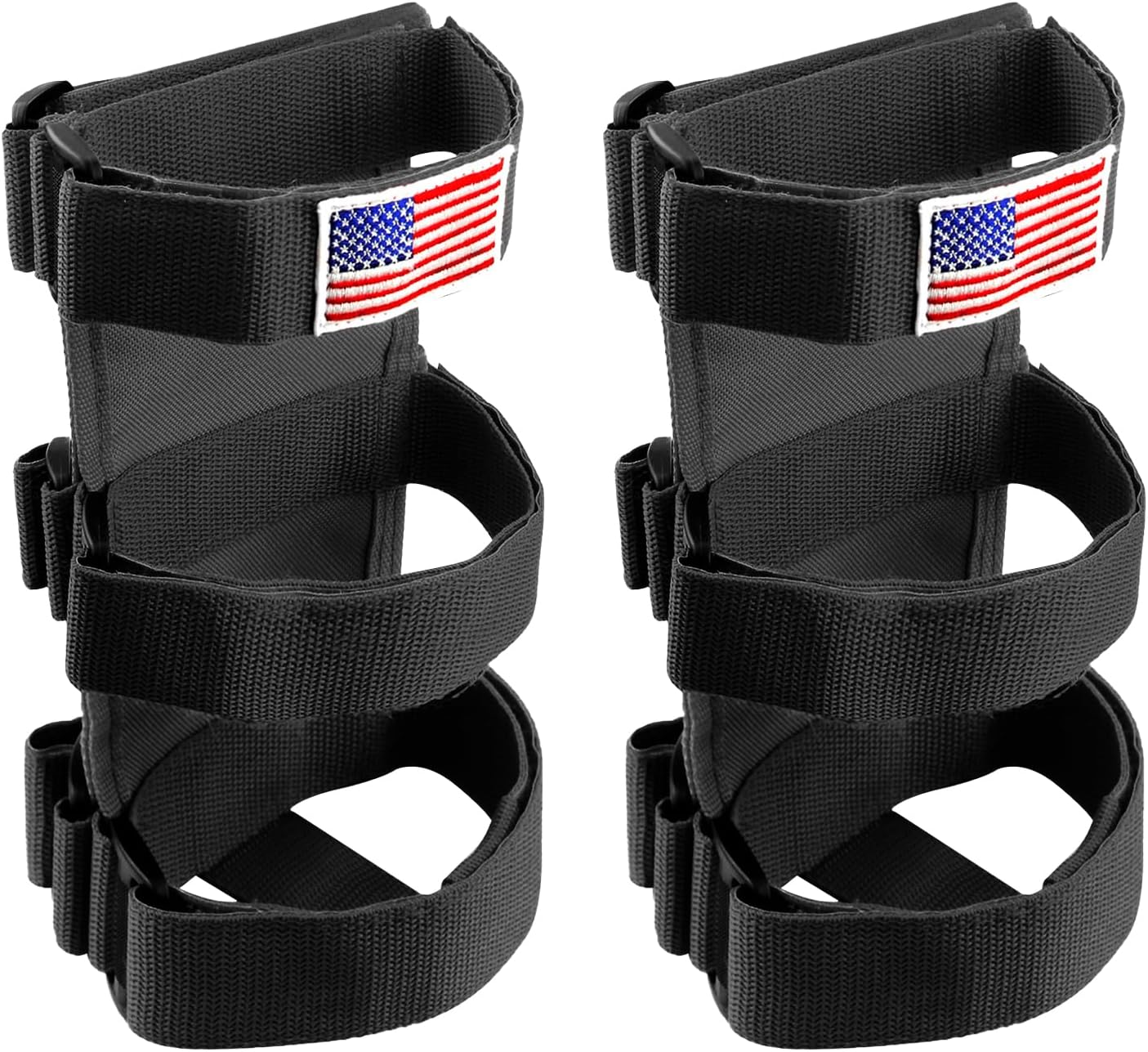 Sun Walker 2PCS Fire Extinguisher Holder, Adjustable Extinguisher Strap Brackets with American Flag Pattern, Padded Roll Bar Fire Extinguishers Fixed Belt Holder for Car Truck SUV