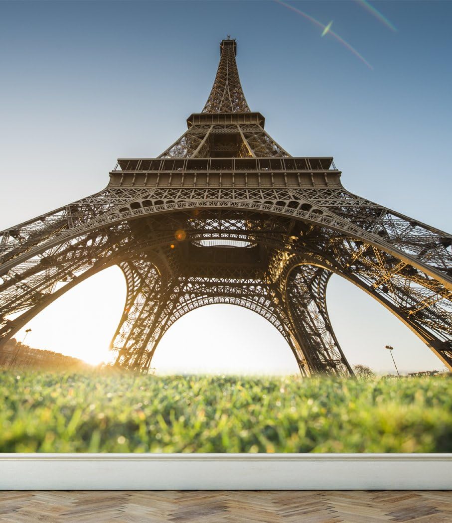 Wall Mural Eiffel Tower Upward View, Peel and Stick Repositionable Fabric Wallpaper for Interior Home Decor (78 x 78 inches)