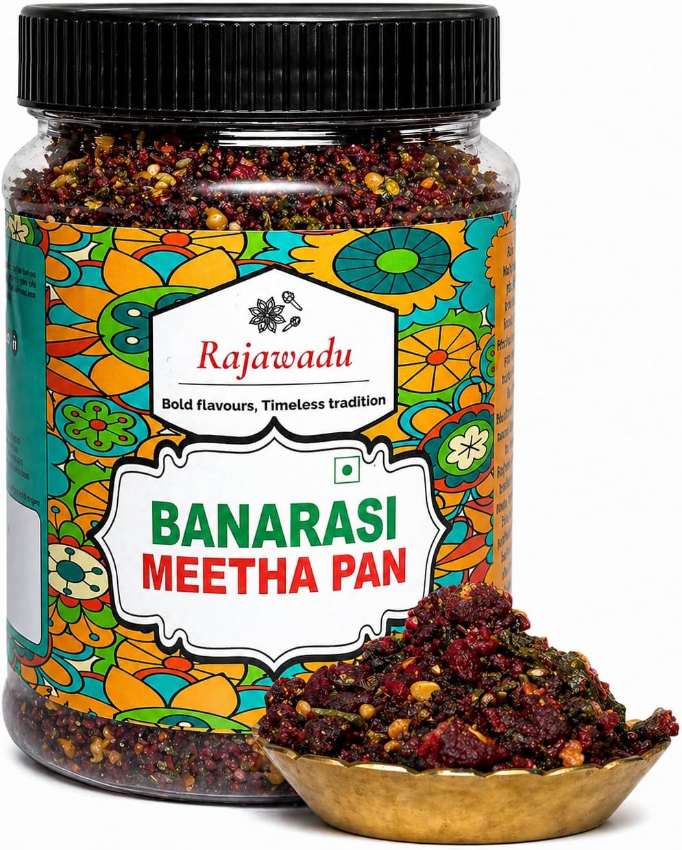 Rajawadu Banarasi Meetha Paan Mukhwas (300g, 10.58 oz ℮) – Sweet Paan Mouth Freshener & After Meal Digestive – Saunf, Betel Leaves, Dates, Supari Free, Fennel