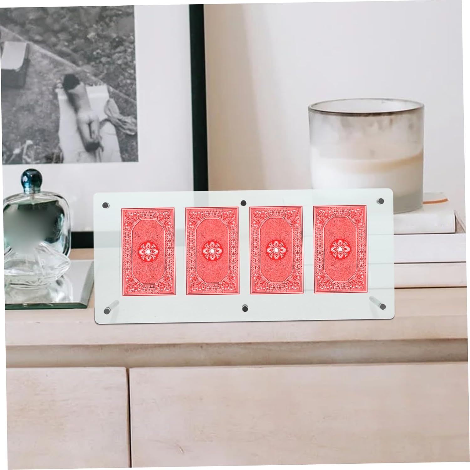 Garneck Clear Acrylic Trading Card Holder Stand with Slots Easy Installation Display Rack for Baseball Cards Sturdy and Convenient