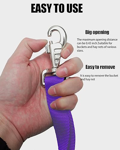 Miniatura 20 de Correa ajustable de nailon para cubeta (paquete de 3) para redes de heno, cubos de agua, correa para colgar, comederos de caballos al aire libre