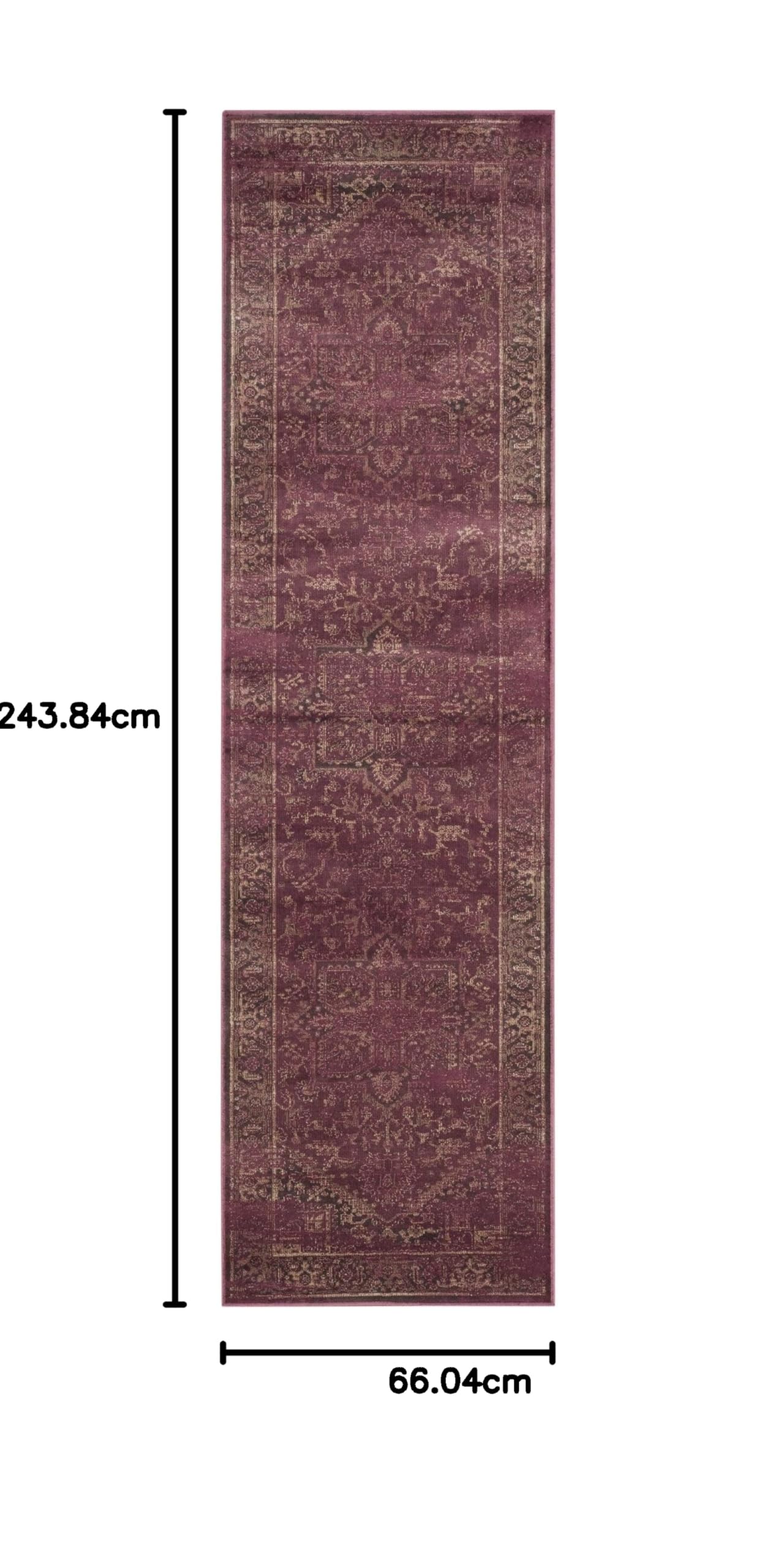 SAFAVIEH Tapis Traditionnel pour Salon, Salle à Manger, Chambre à Coucher - Vintage Collection, Tapis à Poil Court, Framboise, 99 X 170 cm