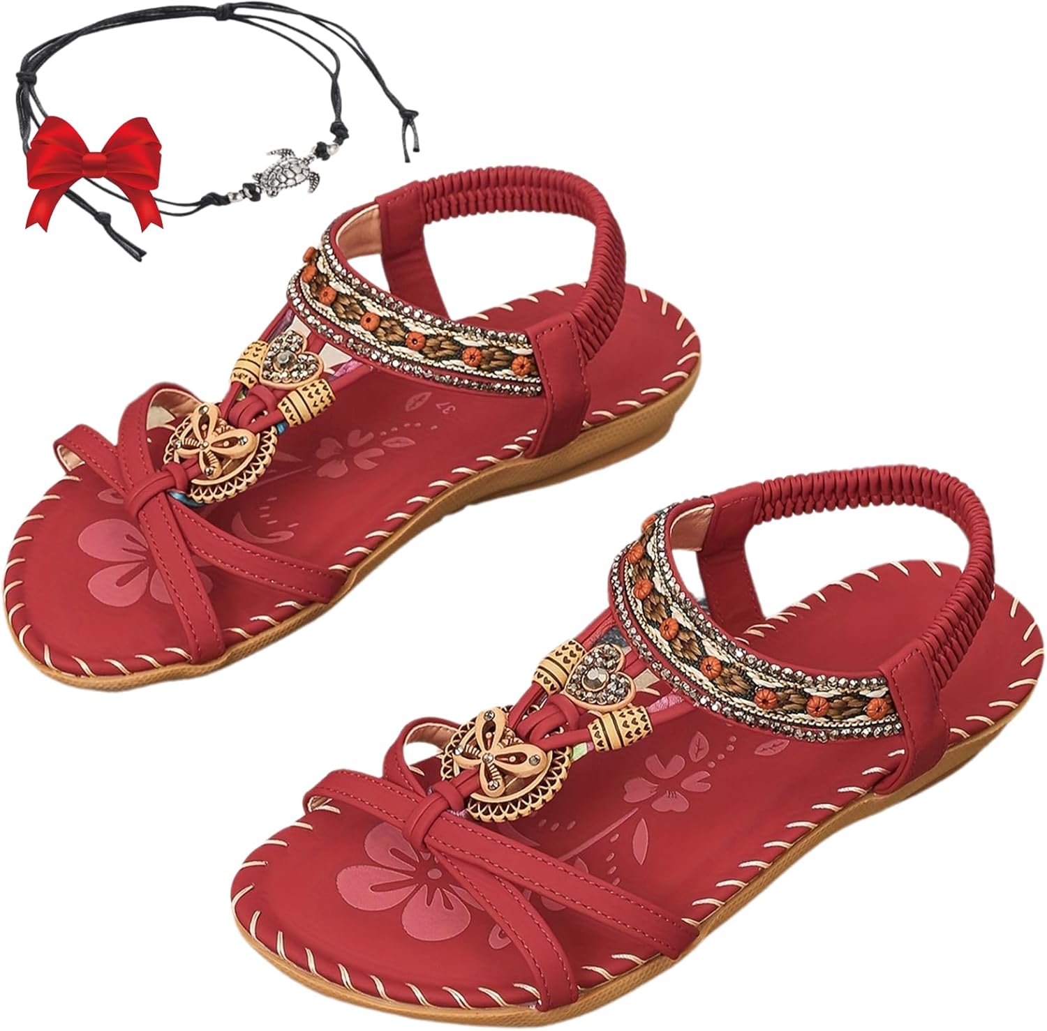 Womens Elegant Rhinestone Butterfly Flat Sandals, Kenya Ubuy
