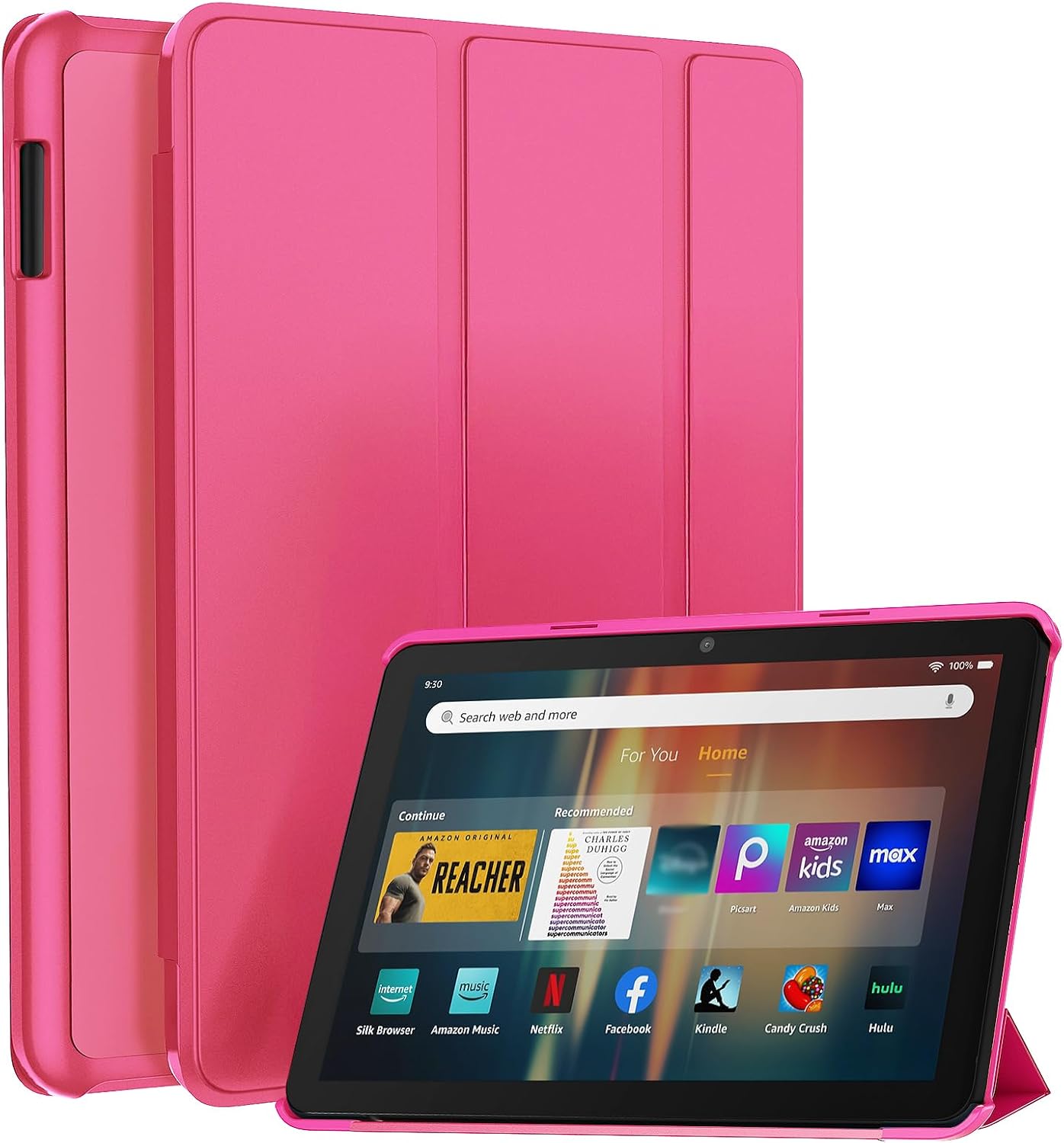 All-New 8inTablet Case, Smart Trifold Stand Case with Hard PC Back and Auto Wake/Sleep Hibiscus