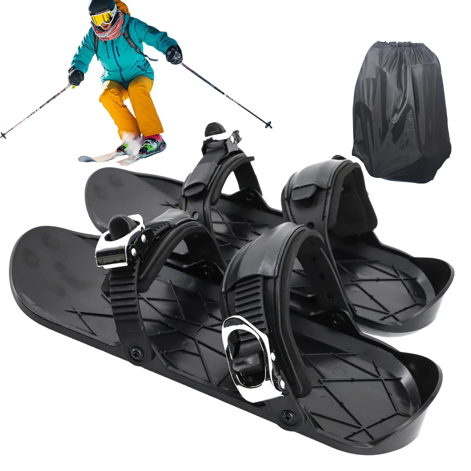Snowblades Regolabili per Adulti | Sci Corti per Principianti, Freestyle & Downhill | Attacco Universale per Tutti gli Scarponi da Neve | Leggeri e Portatili
