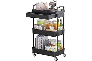 Calmootey 3-Tier Rolling Utility Cart: Essential Household Storage Solution