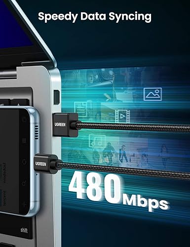 Miniatura 3 de UGREEN Paquete de 2 cables USB C de 3A de carga rápida, USB A a tipo C, cable trenzado USB C compatible con iPhone 16/16 Plus/16 Pro/15, Samsung