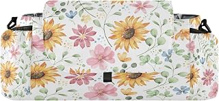 CUPADA Watercolor Flowers Vintage Universal Stroller Organizer with Cup Holders, Retro Florals Vivid Stroller Organizer Bag and Removable Shoulder Strap Fits Most Baby and Pet Strollers