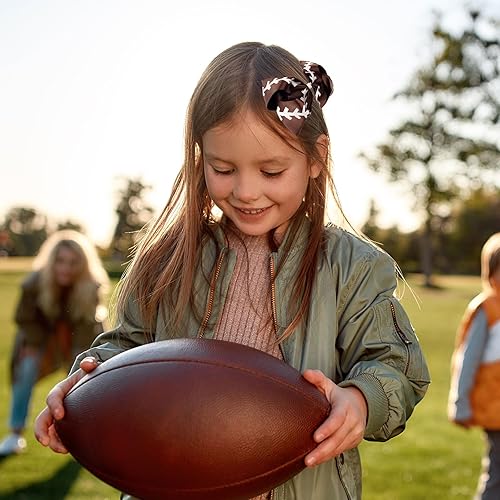 Miniatura 6 de Whaline 2 pinzas para el pelo de fútbol con purpurina, color marrón y blanco, pasadores de pelo para animar el pelo de grogrén, cinta de grogrén con