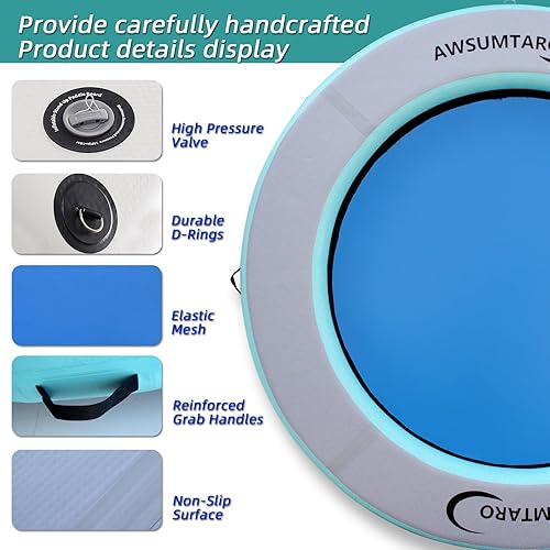 Miniatura 4 de Hamaca inflable de agua, adecuada para lagos, piscinas, playas, ríos, fiestas de adultos, muelle inflable redondo