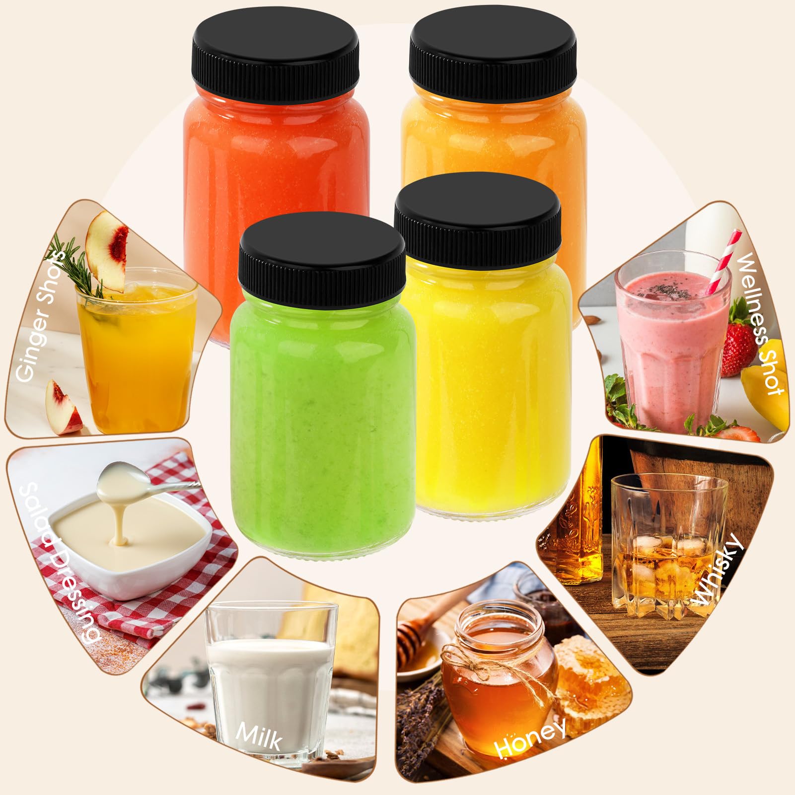 Mini Bouteilles En Verre Réutilisables – Lot De 12, 60 Ml, Bouchon Hermétique, Pour Jus, Sauces, Pilules, Voyage