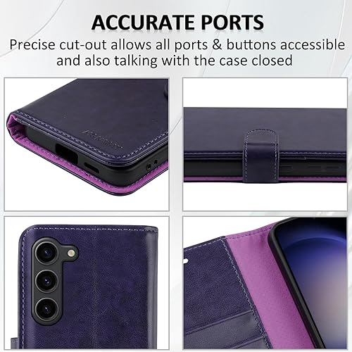Miniatura 6 de MONASAY Funda tipo cartera compatible con Galaxy S23+Plus 5G, bloqueo RFID, funda de piel con tapa para teléfono celular con tarjetero de crédito,