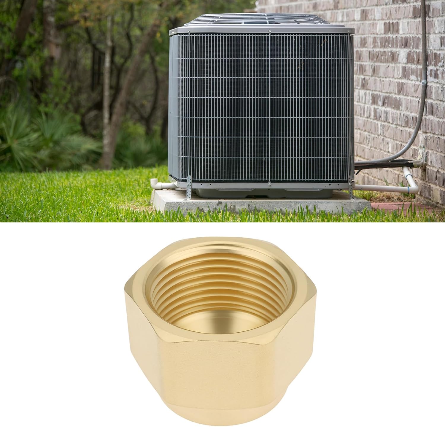 ECSiNG 2Pcs Brass Flared Plugs 3/4 SAE Female Thread UNF 1-1/16" 45° Angle for Air Conditioner Tubes