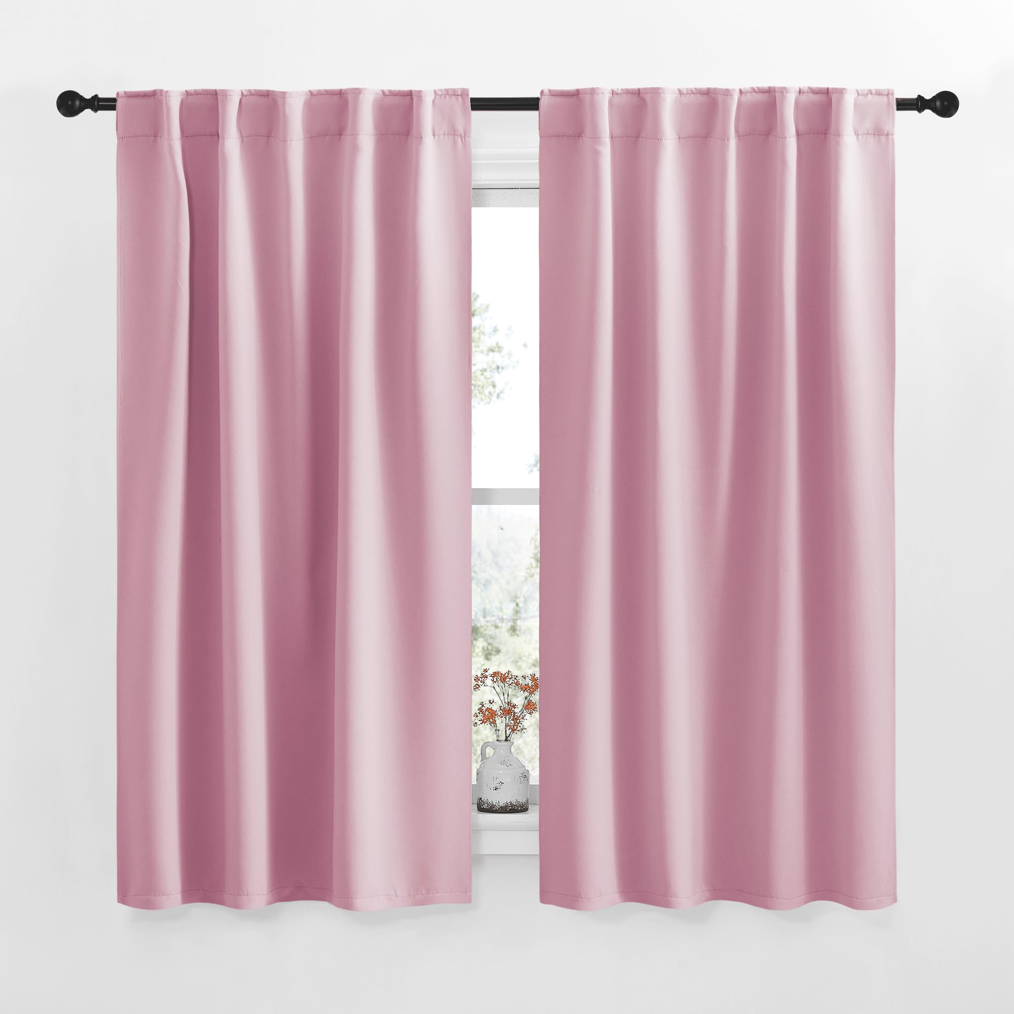 NICETOWN Blackout Window Curtains for Camper - (Rouge Pink Color) 34x48 Inch, 2 Panels Set, Thermal Insulated Room Darkening Blackout Drapes/Draperies with Rod Pocket &amp; Back Tab for Loft