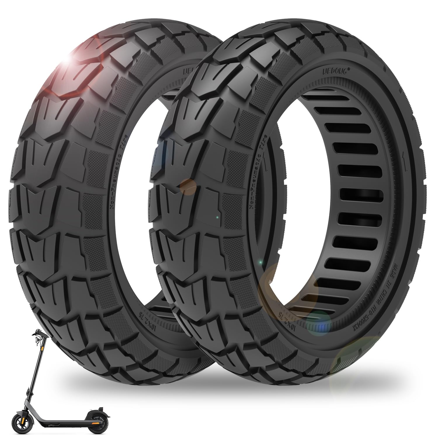 Pneumatici pieni 10x2.75 per monopattino elettrico (Nero 2 pezzi)